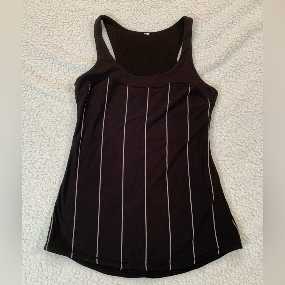 Lululemon Black and Grey Striped Tank Size 6 Like New